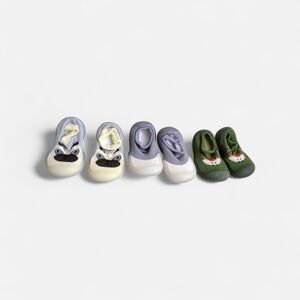 Kids Animal-Themed Slip-On Shoes - Cream, Gray, Green